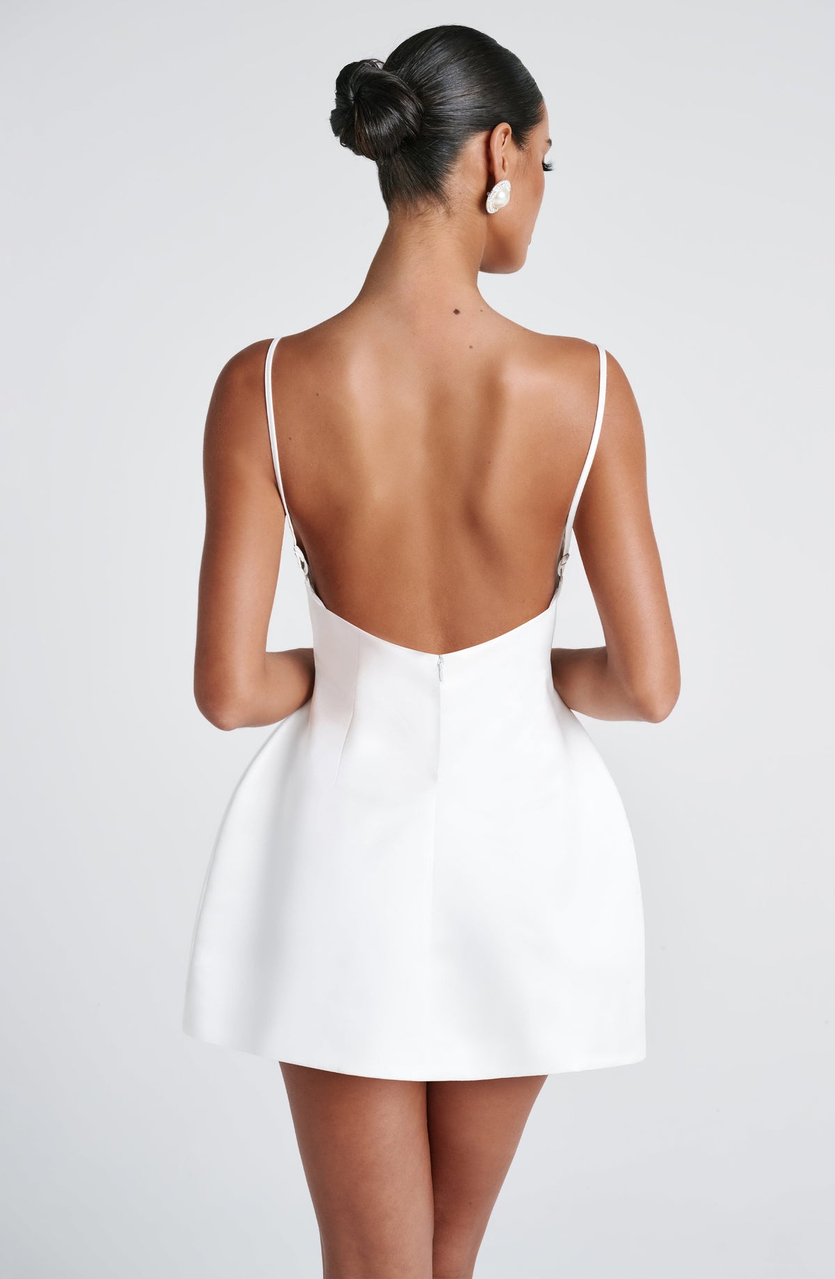 R.F Women's Dress Tate Bubble Hem Ivory Satin Party