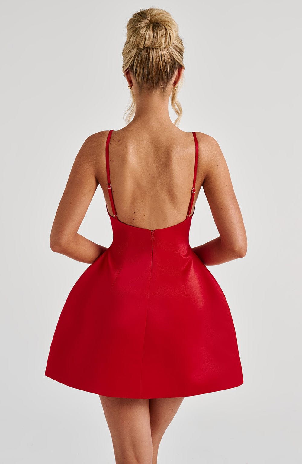 R.F Women's Dress Bubblehem Red Satin Evening