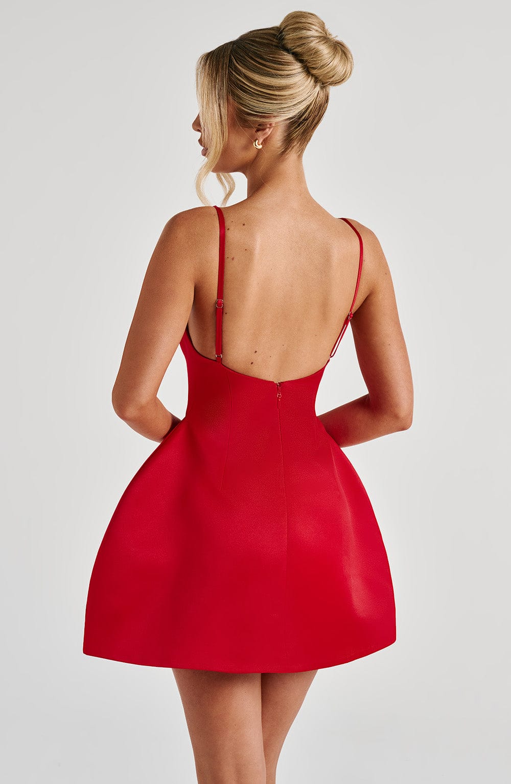 R.F Women's Dress Bubblehem Red Satin Evening