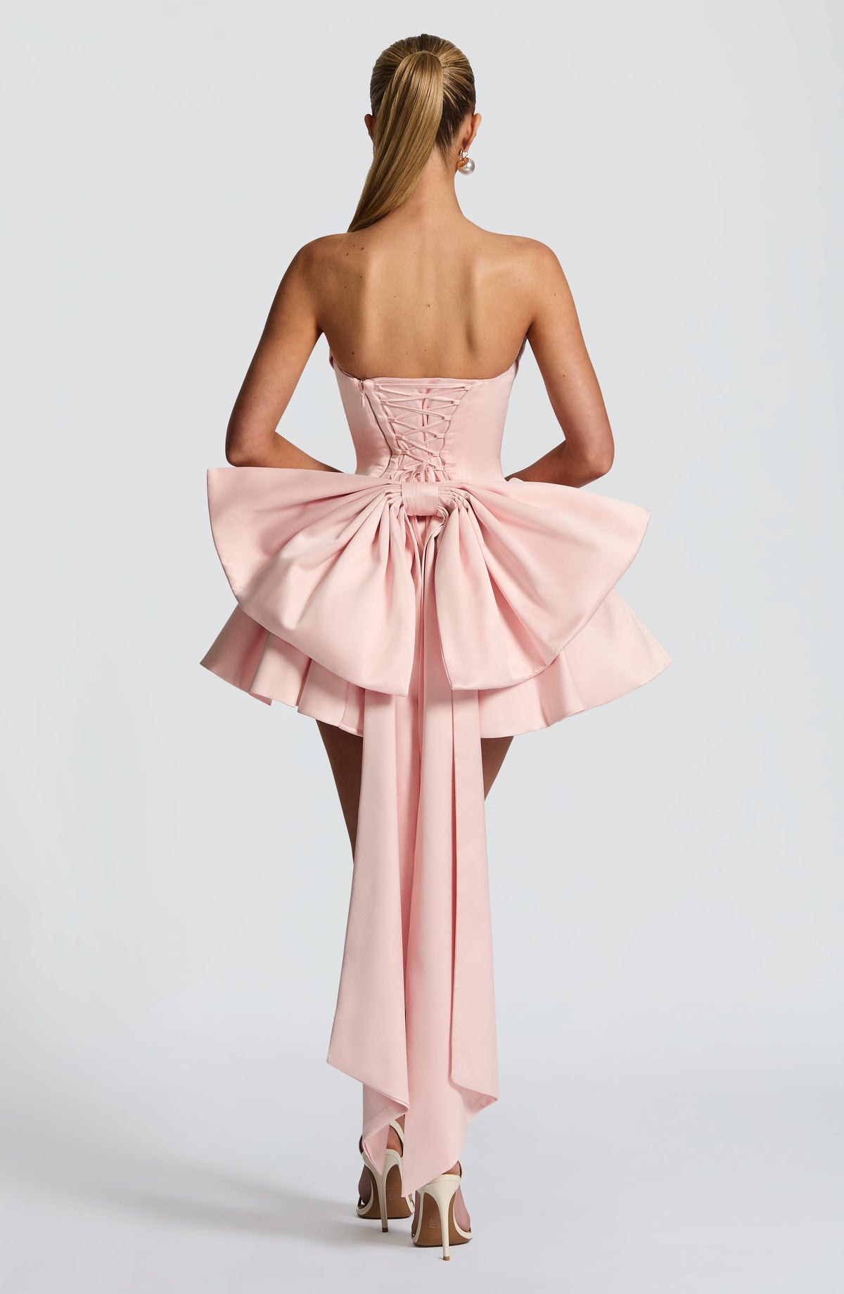 Women's Dress Strapless Mini Blush Satin Party