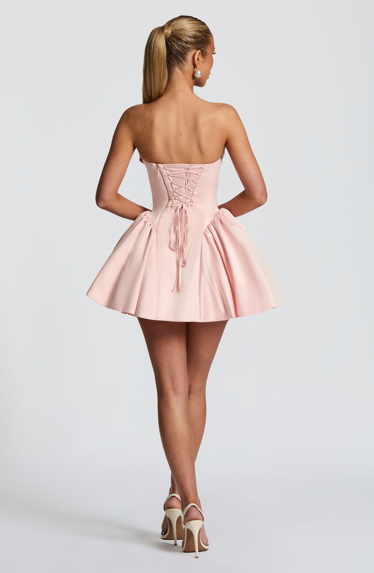 Women's Dress Strapless Mini Blush Satin Party