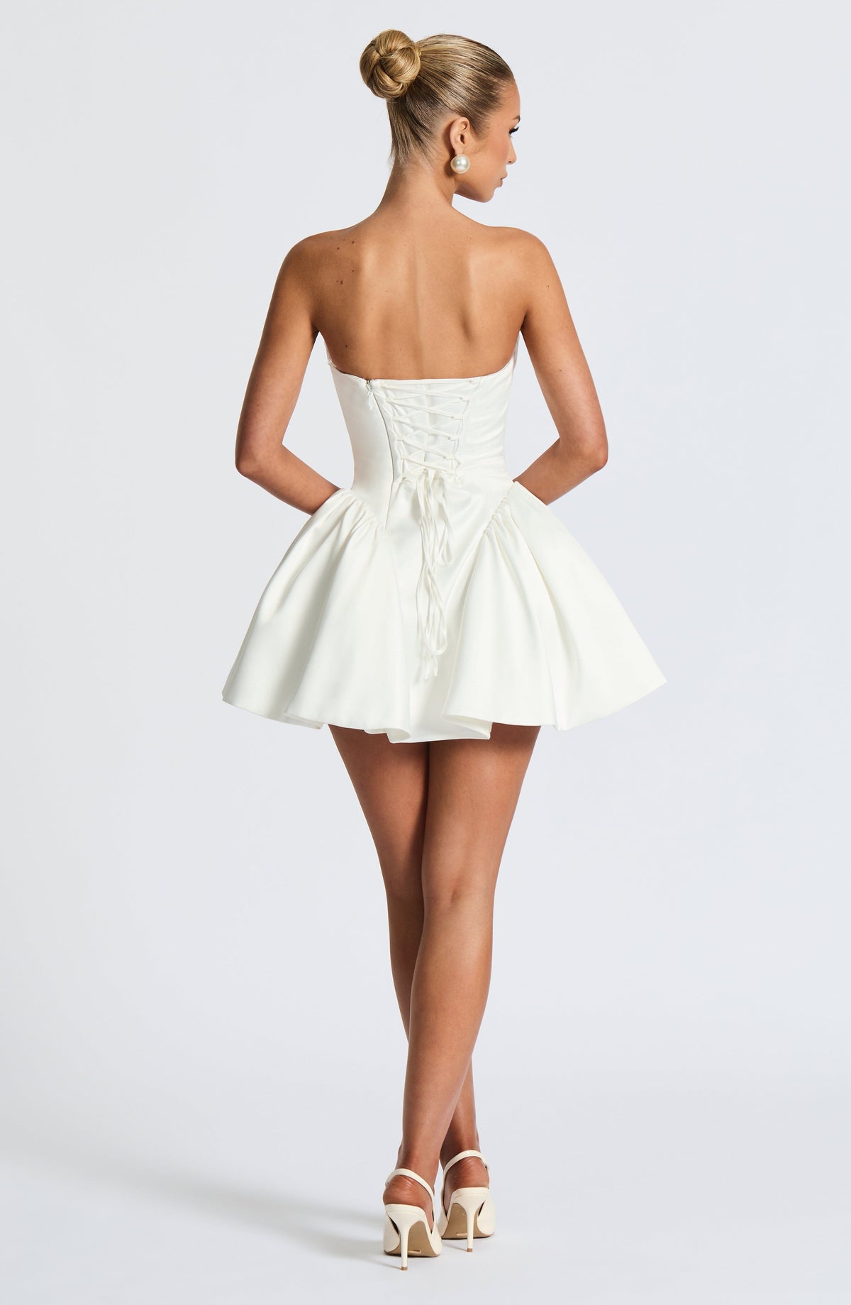 Babyboo Fashion Women's Dress Strapless Cowl Neck Ivory Satin Bridal Party
