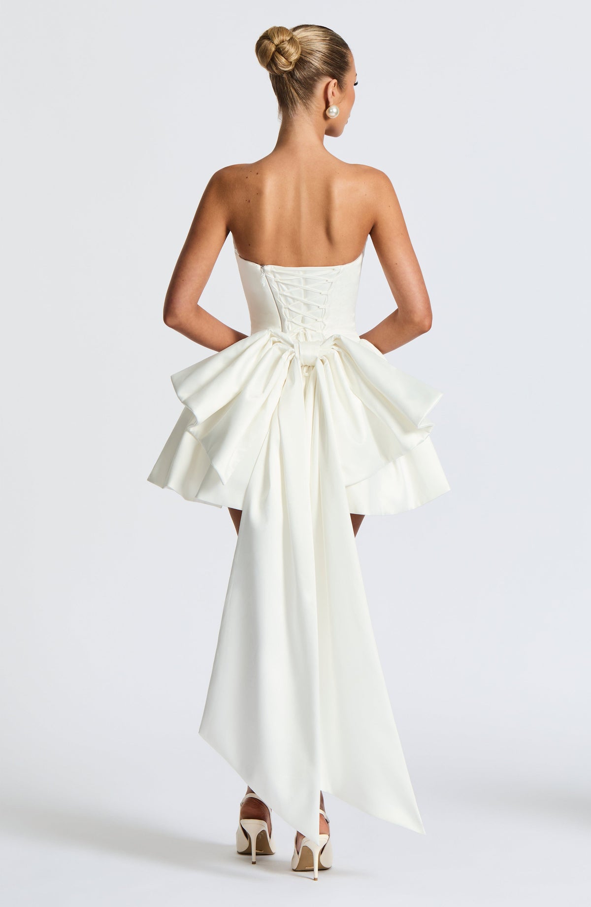 Babyboo Fashion Women's Dress Strapless Cowl Neck Ivory Satin Bridal Party
