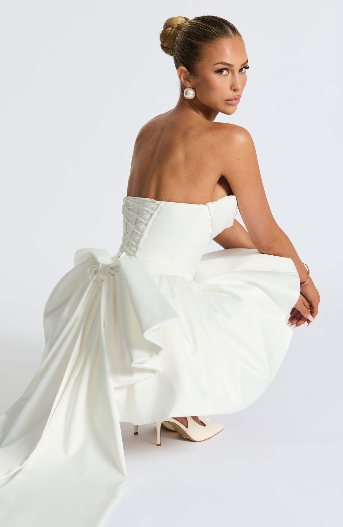 Babyboo Fashion Women's Dress Strapless Cowl Neck Ivory Satin Bridal Party