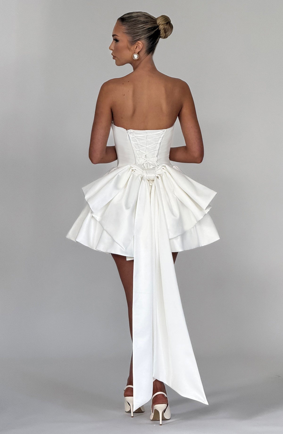 Babyboo Fashion Women's Dress Strapless Cowl Neck Ivory Satin Bridal Party