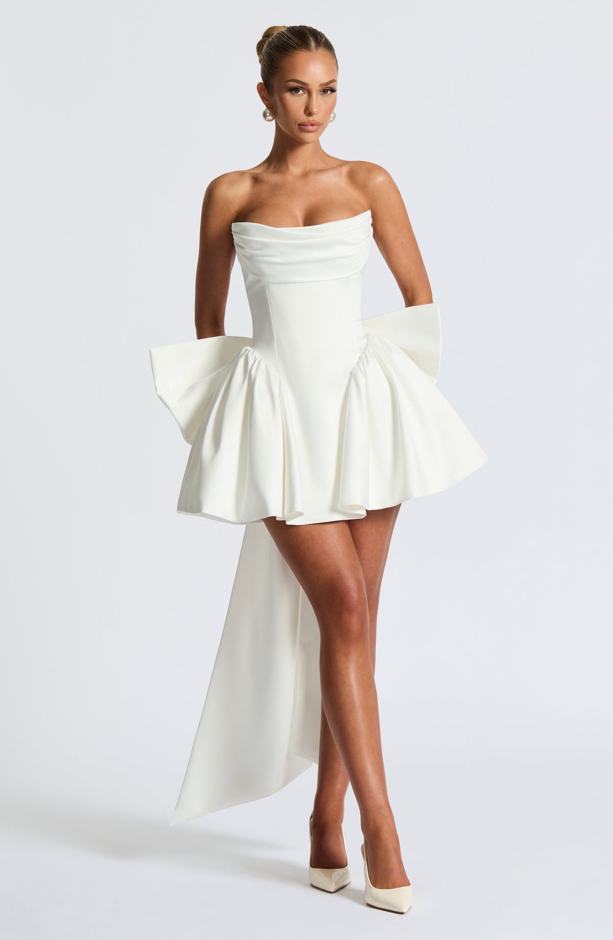 Babyboo Fashion Women's Dress Strapless Cowl Neck Ivory Satin Bridal Party