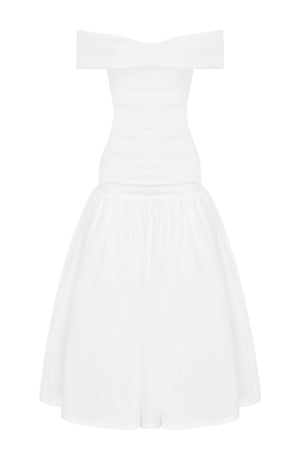 M.T Women's Dress Wilhelmina Midaxi Bardot Ivory Crepe Formal