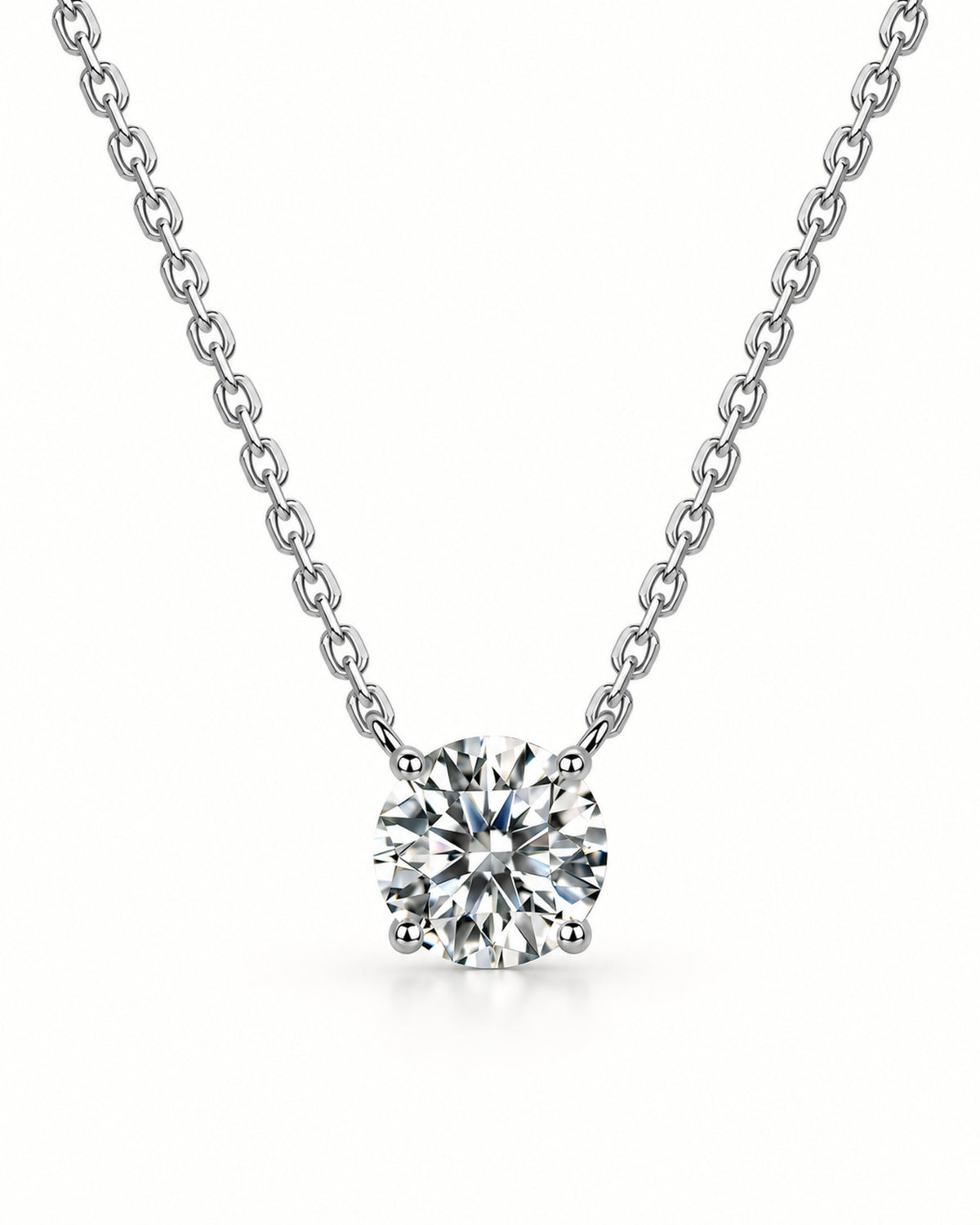 Women's S925 sterling silver round moissanite solitaire necklace in silver tone