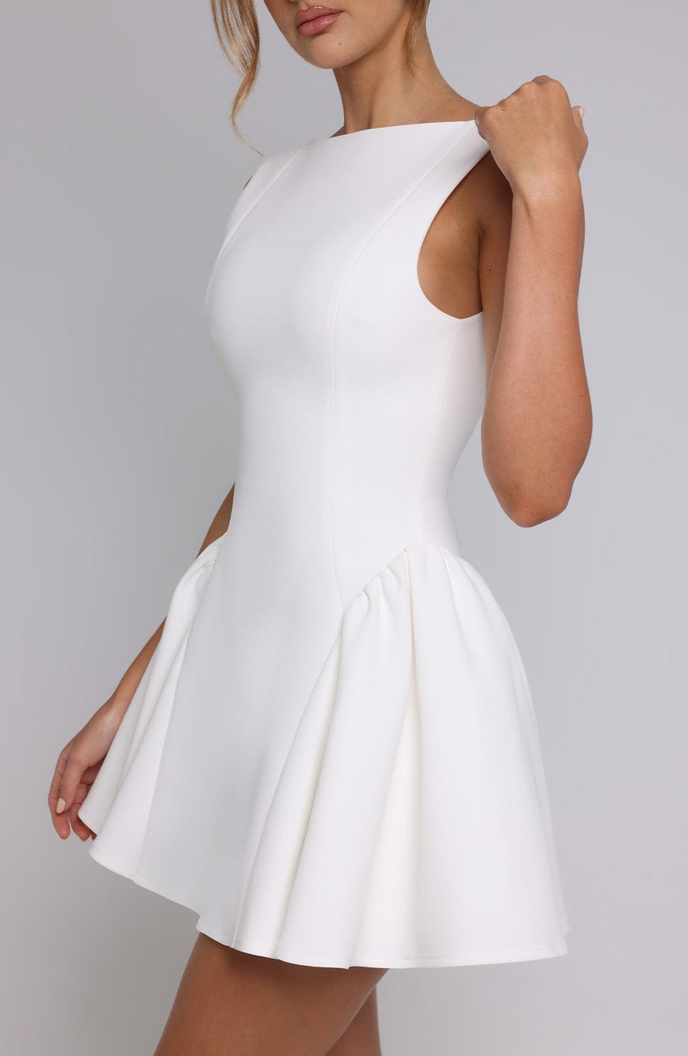 R.F Women's Dress Mini Backless Ivory Crepe Party
