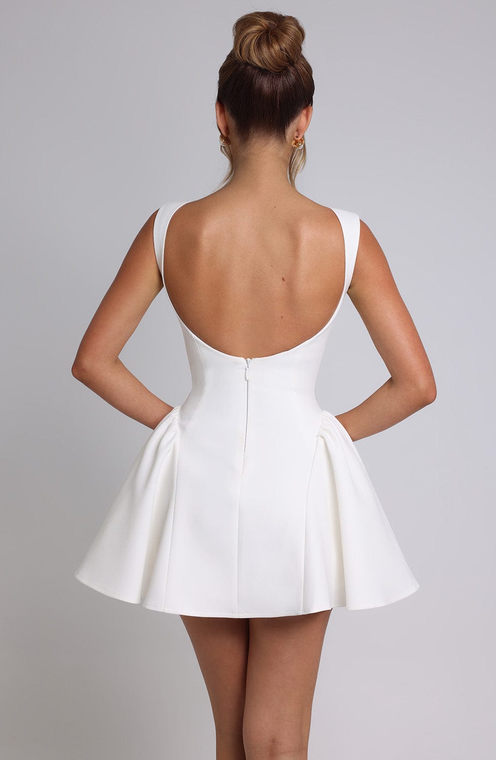 R.F Women's Dress Mini Backless Ivory Crepe Party