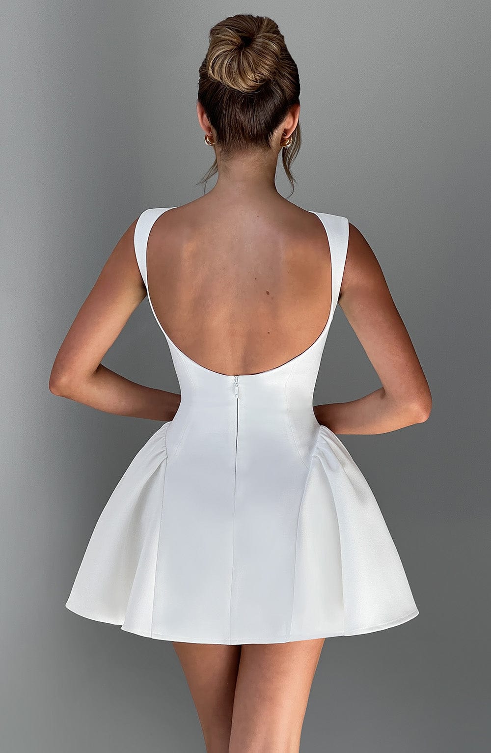 R.F Women's Dress Mini Backless Ivory Crepe Party
