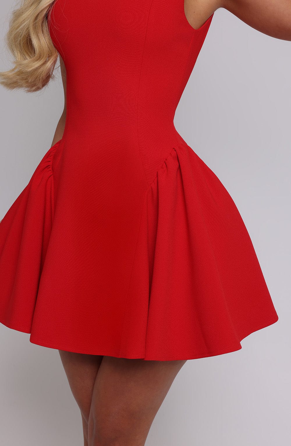 R.F Women's Dress Mini Backless Red Crepe Party